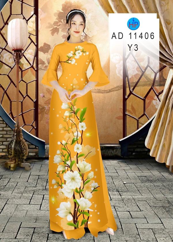 Vải Áo Dài Hoa In 3D AD 11406 45